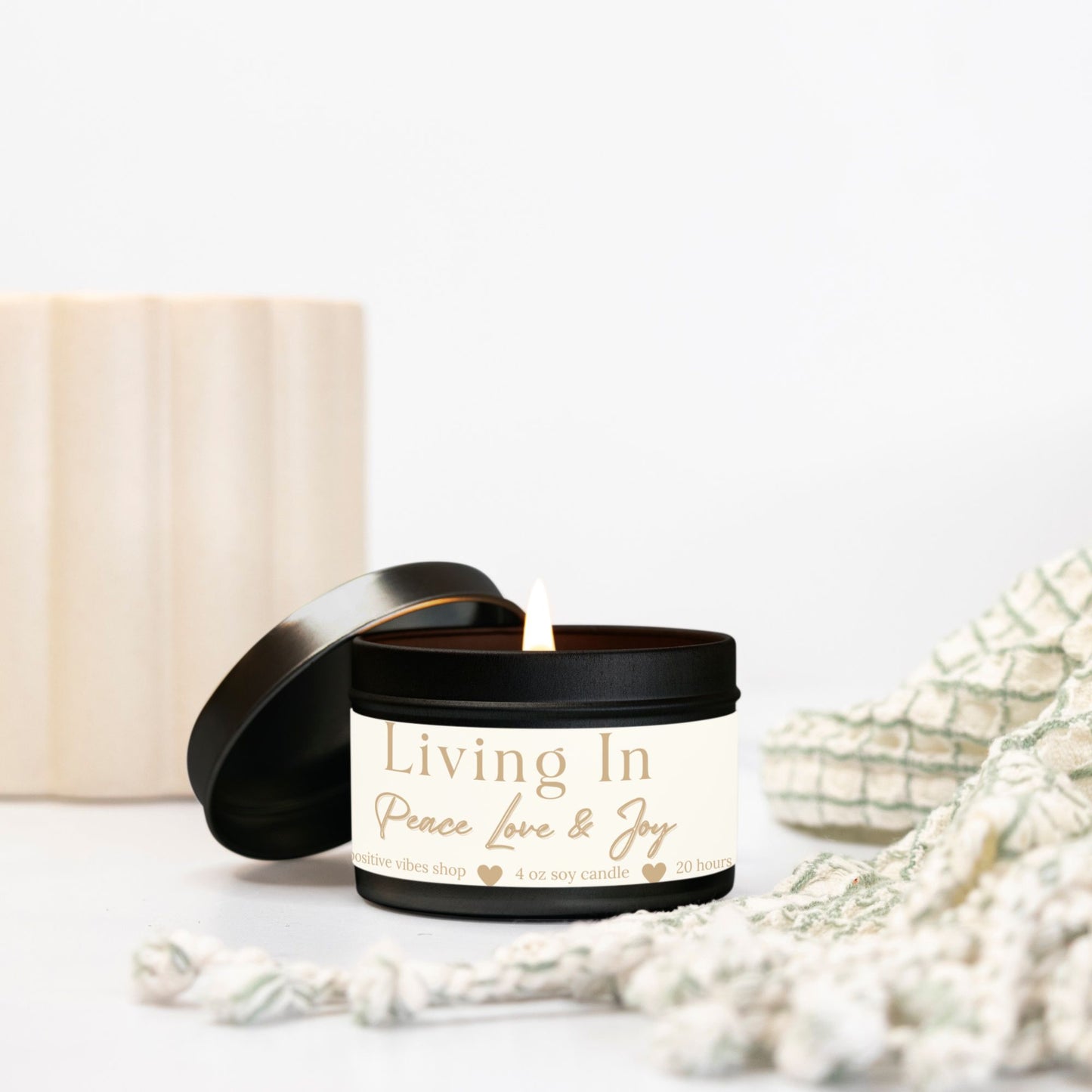Living In Peace Love & Joy Mini Tin Candle