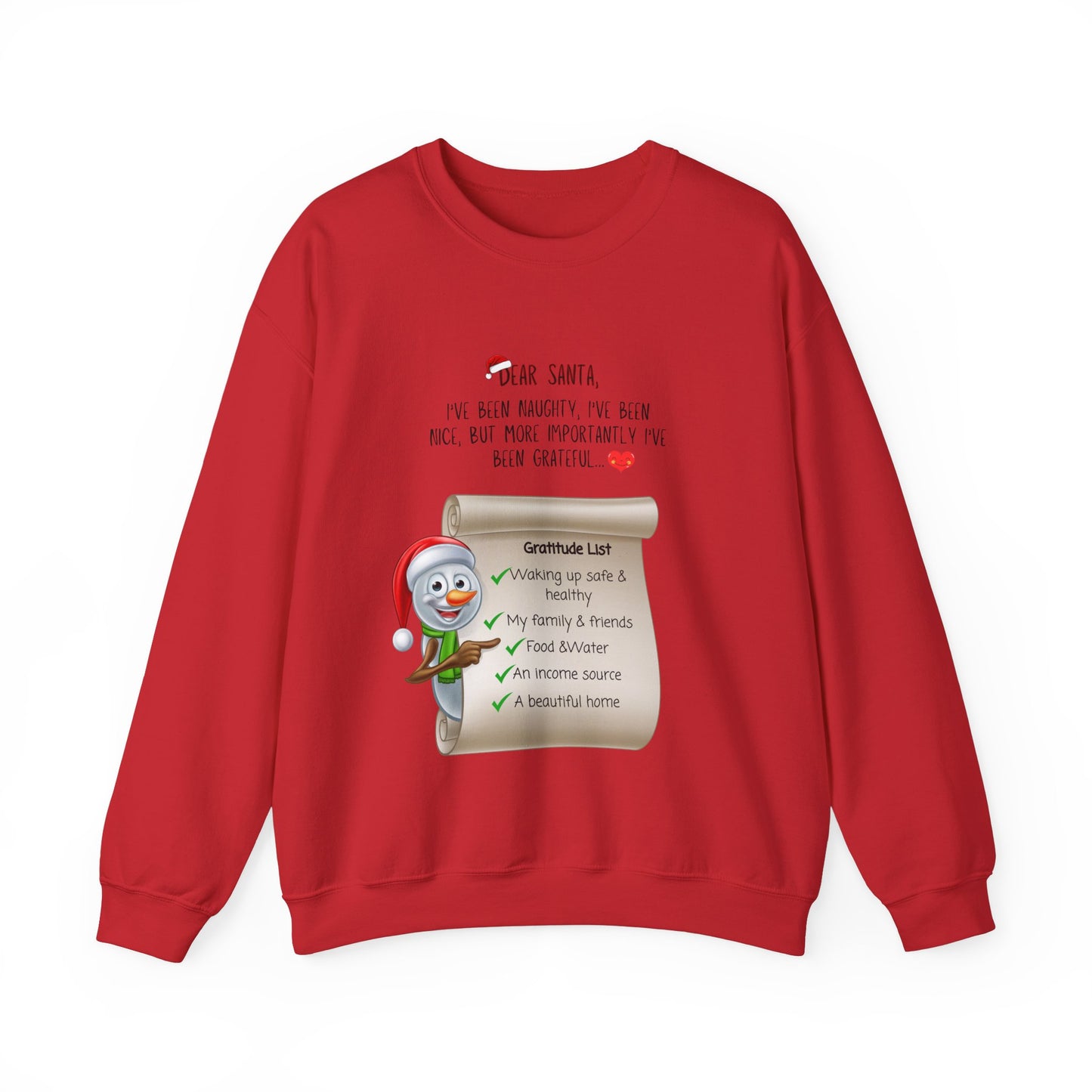 Dear Santa Customizable Gratitude List Unisex Sweatshirt (Snowman Version)