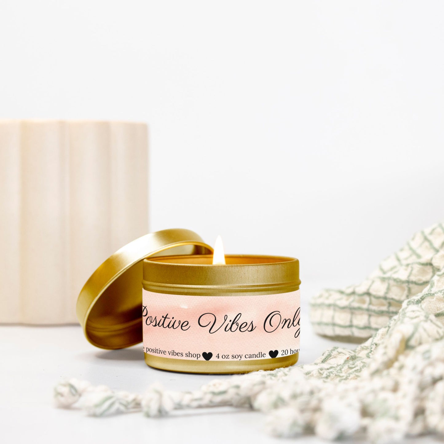 Positive Vibes Only Mini Tin Candle