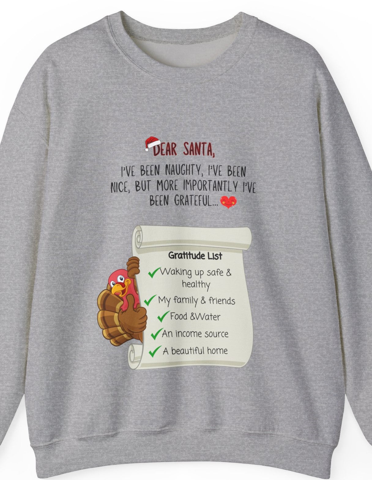 Dear Santa Customizable Gratitude List Unisex Sweatshirt (Turkey Version)