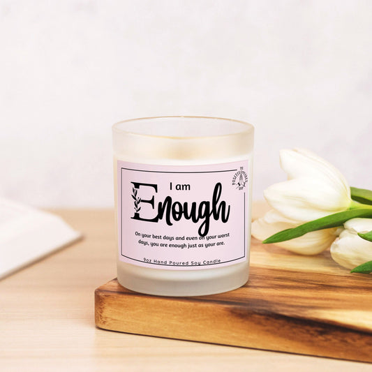I AM Enough Frosted Glass Candle