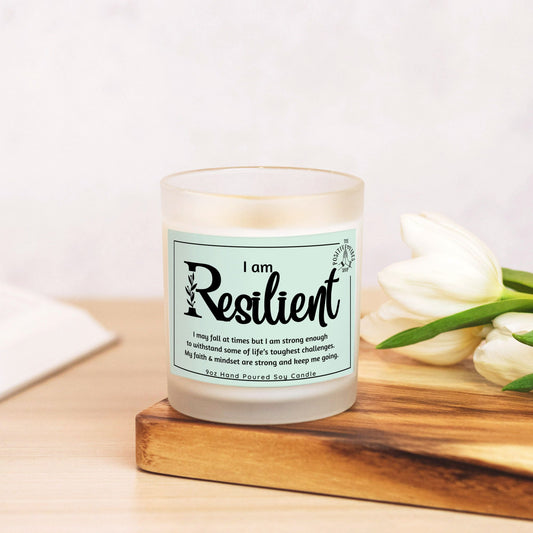 I AM Resilient Candle Frosted Glass