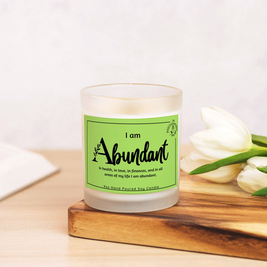 I AM Abundant Frosted Glass Candle