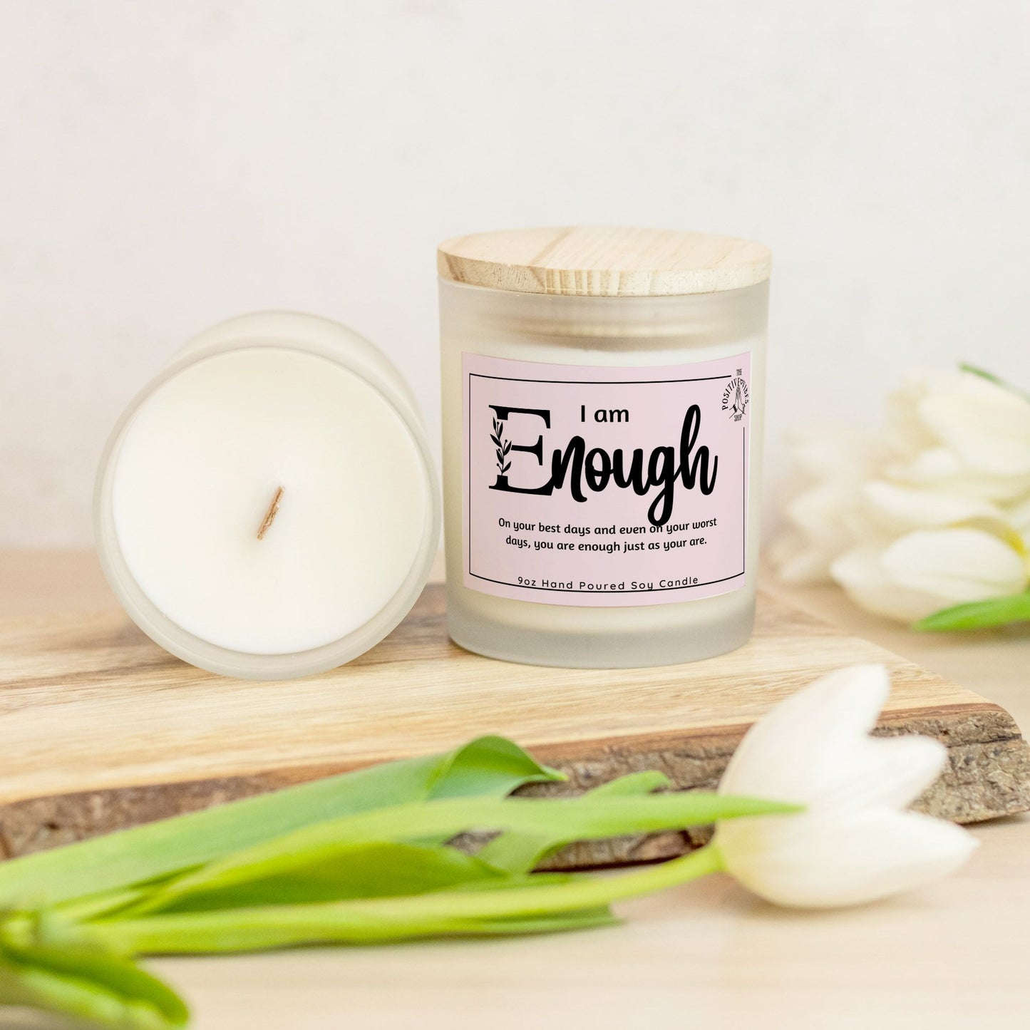 I AM Enough Frosted Glass Candle