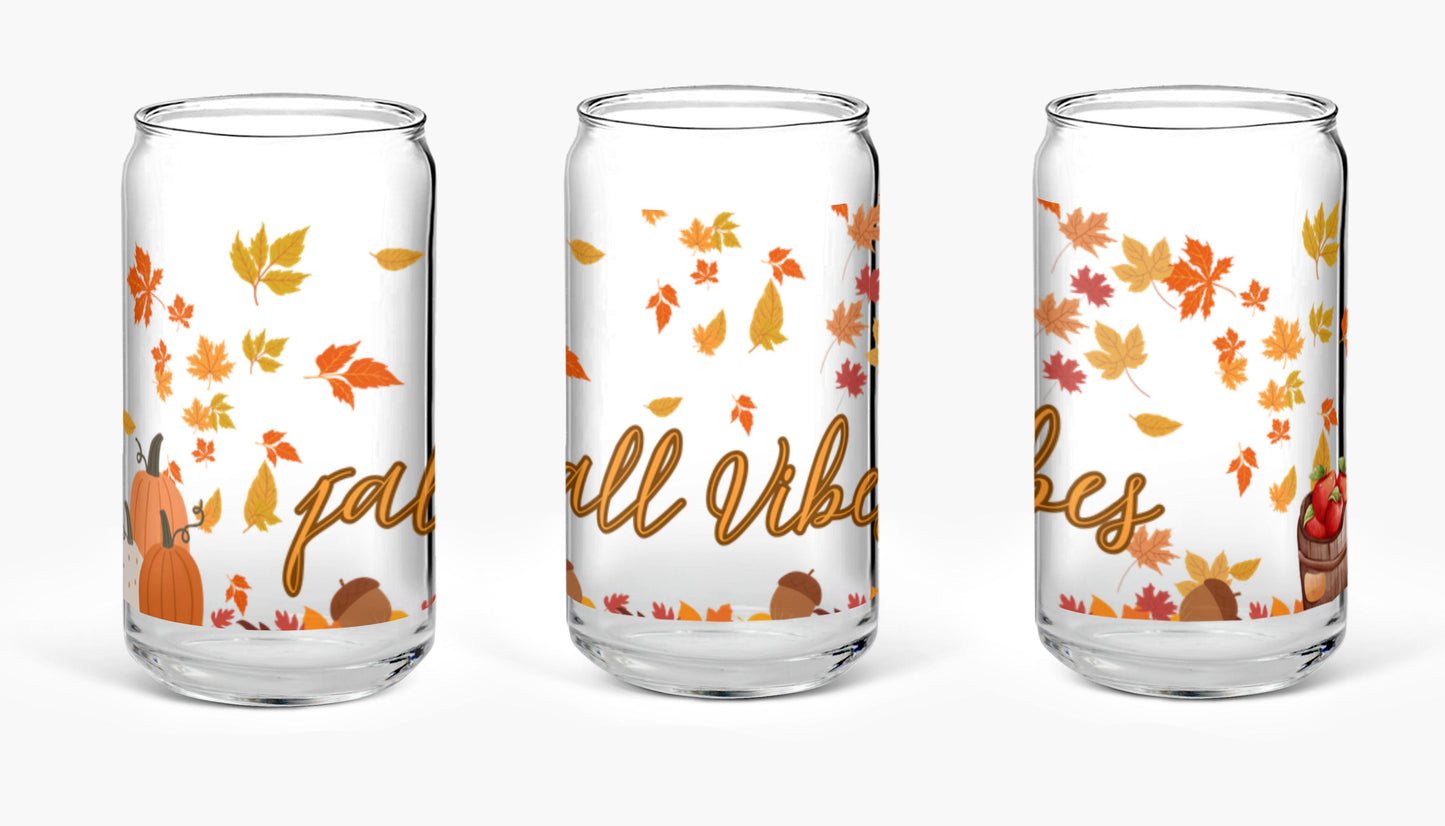 Fall Vibes Glass Cup