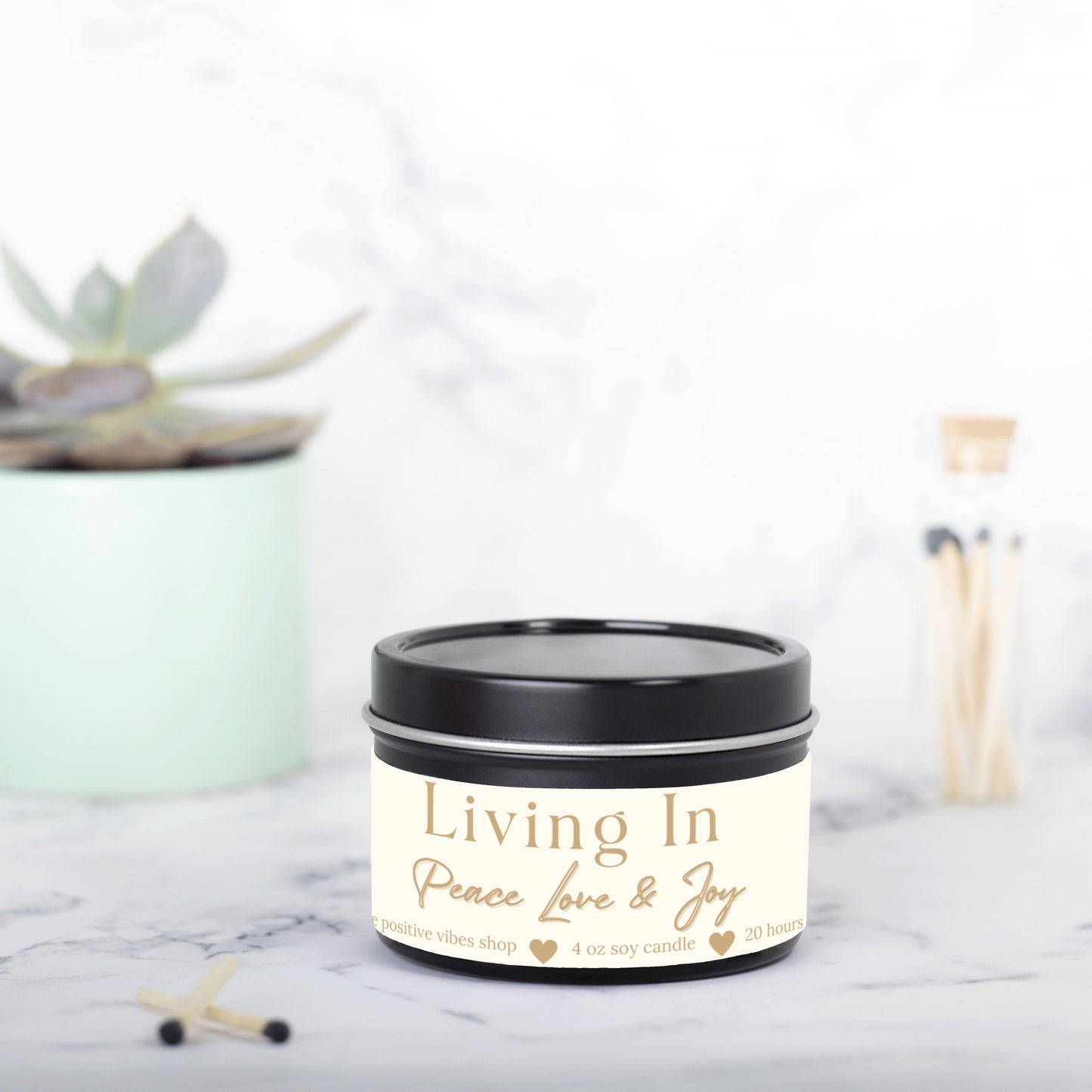 Living In Peace Love & Joy Mini Tin Candle
