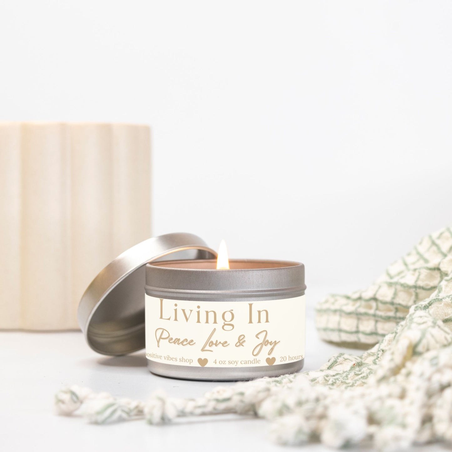 Living In Peace Love & Joy Mini Tin Candle