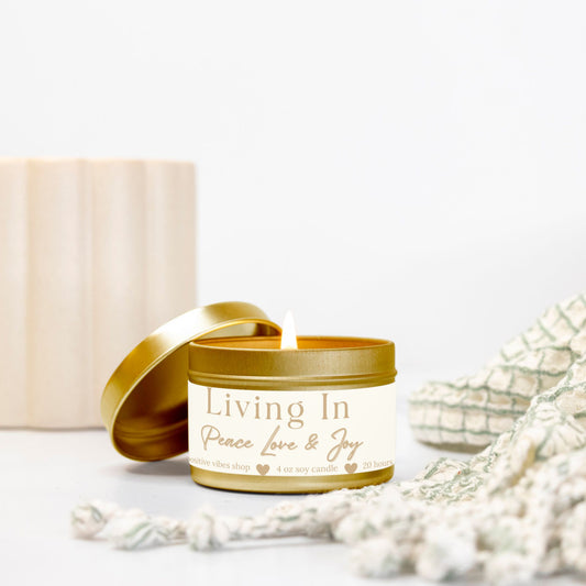 Living In Peace Love & Joy Mini Tin Candle
