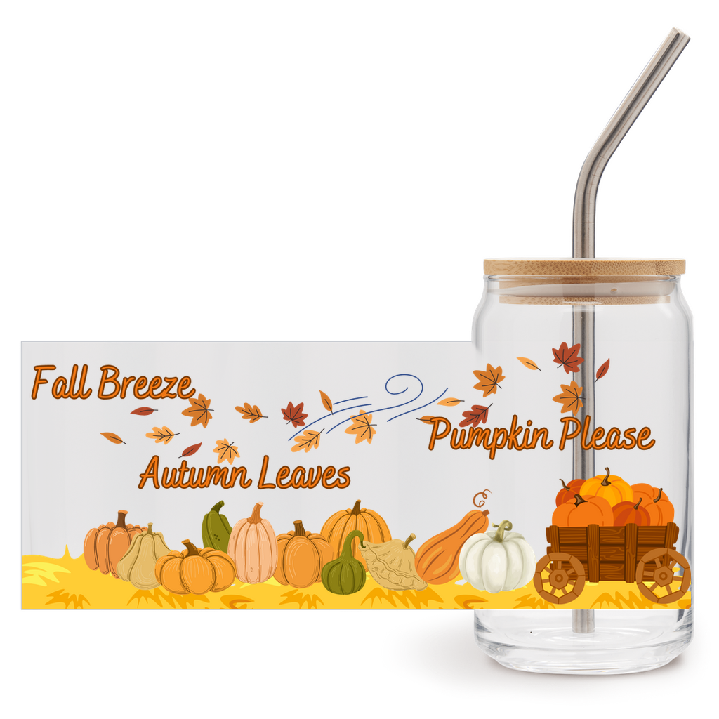 Autumn & Pumpkins Glass Cup