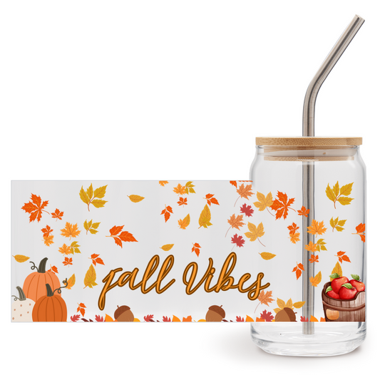 Fall Vibes Glass Cup